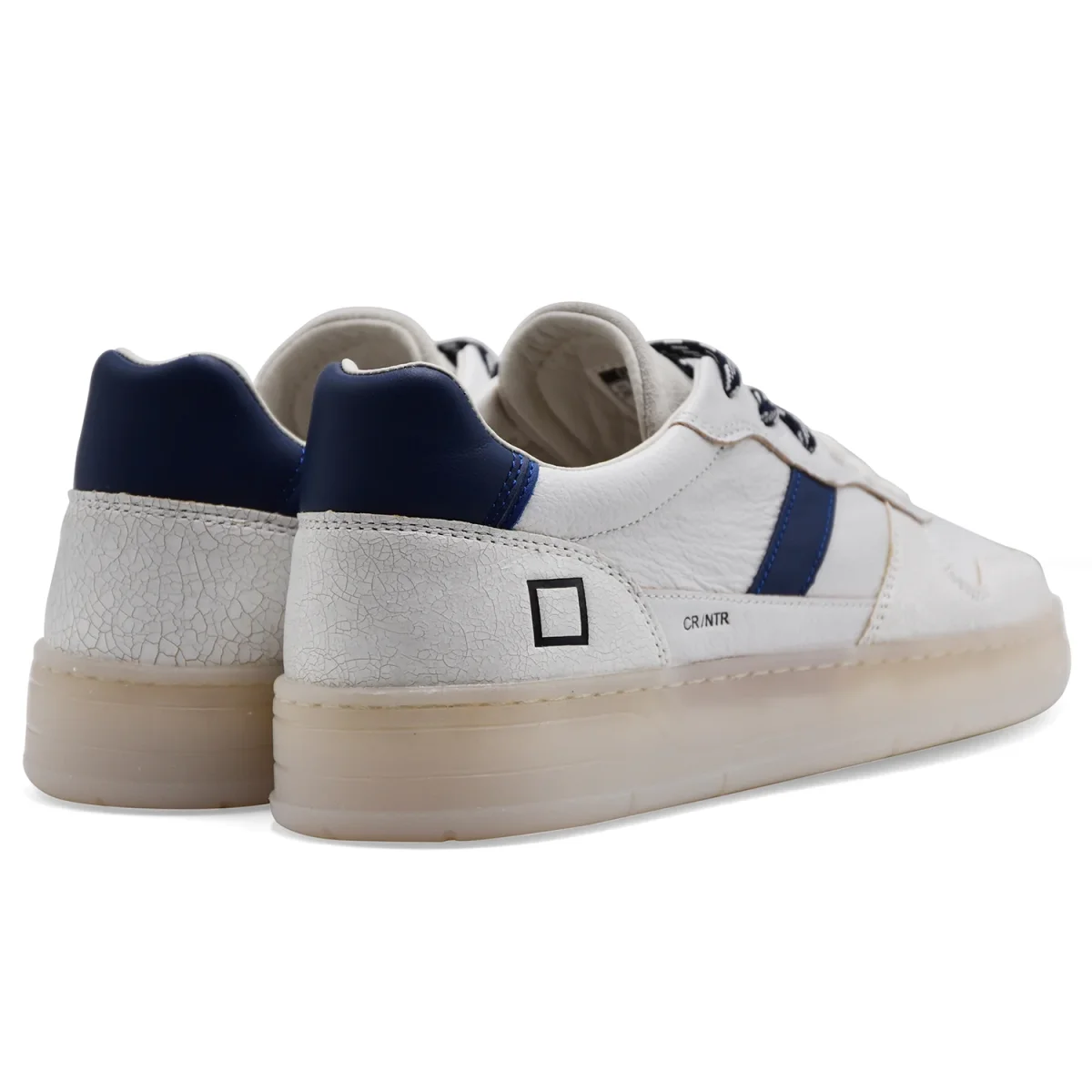Sneakers D.A.T.E. Court 2.0 Bianco Blu Uomo Effetto Cracklé - immagine 4