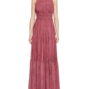 abito lungo freesia silk chiffon amaranthus