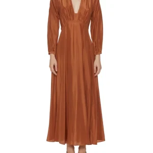 abito lungo seta habotai bronze