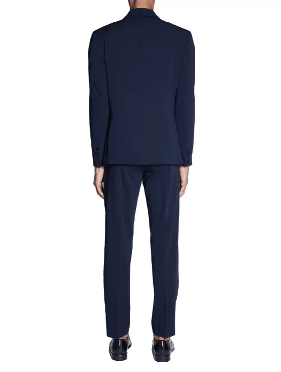 abito monopetto tessuto stretch blu - immagine 3