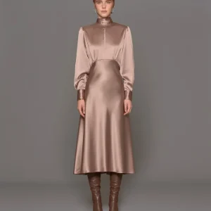 abito raso fiocco taupe