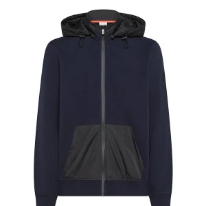 felpa cappuccio nylon blu navy