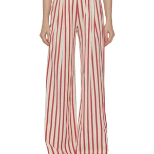 pantalone righe cotone rosso bianco