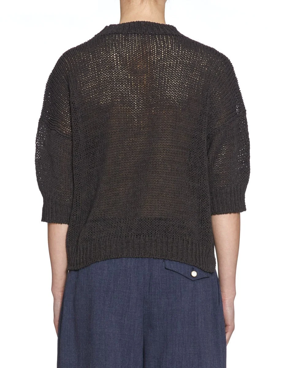 pullover cotone fettuccia moro - immagine 3