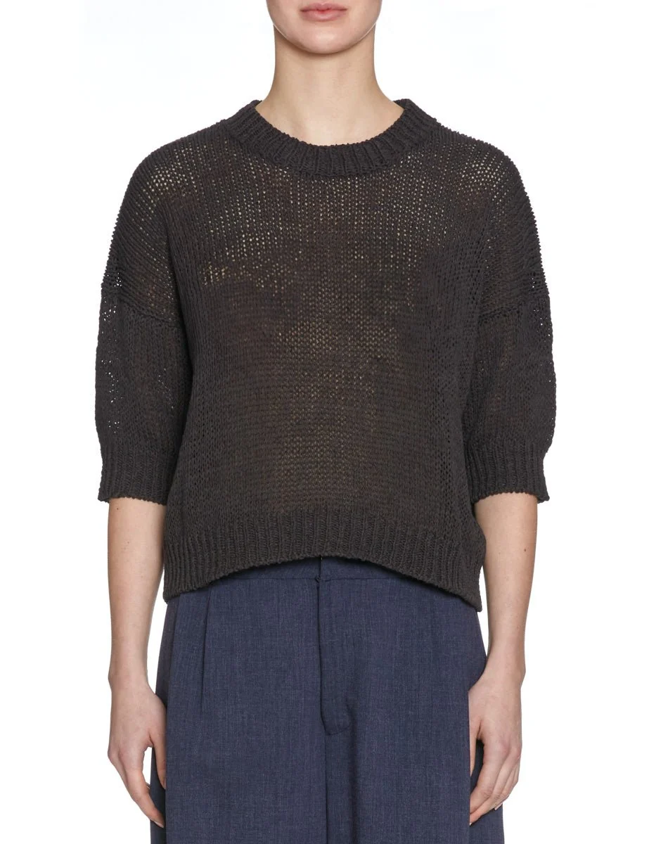 pullover cotone fettuccia moro - immagine 2