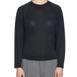 pullover girocollo merinos blu navy