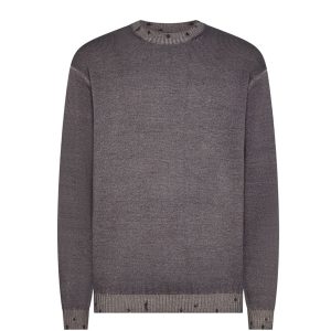 pullover girocollo rotture grigio scuro