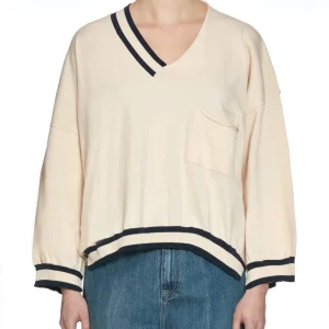 pullover profili riga gesso blu